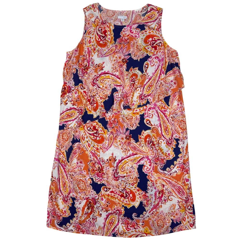 J. Jill Paisley Layered Dress Shift Sleeveless Women 1X Multicolor Summer Casual